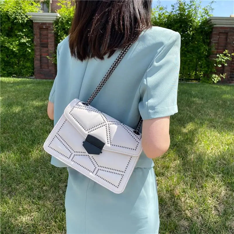 Rivet Chain Small Crossbody Bags For Women 2022 Shoulder Messenger Bag Lady Luxury Handbags