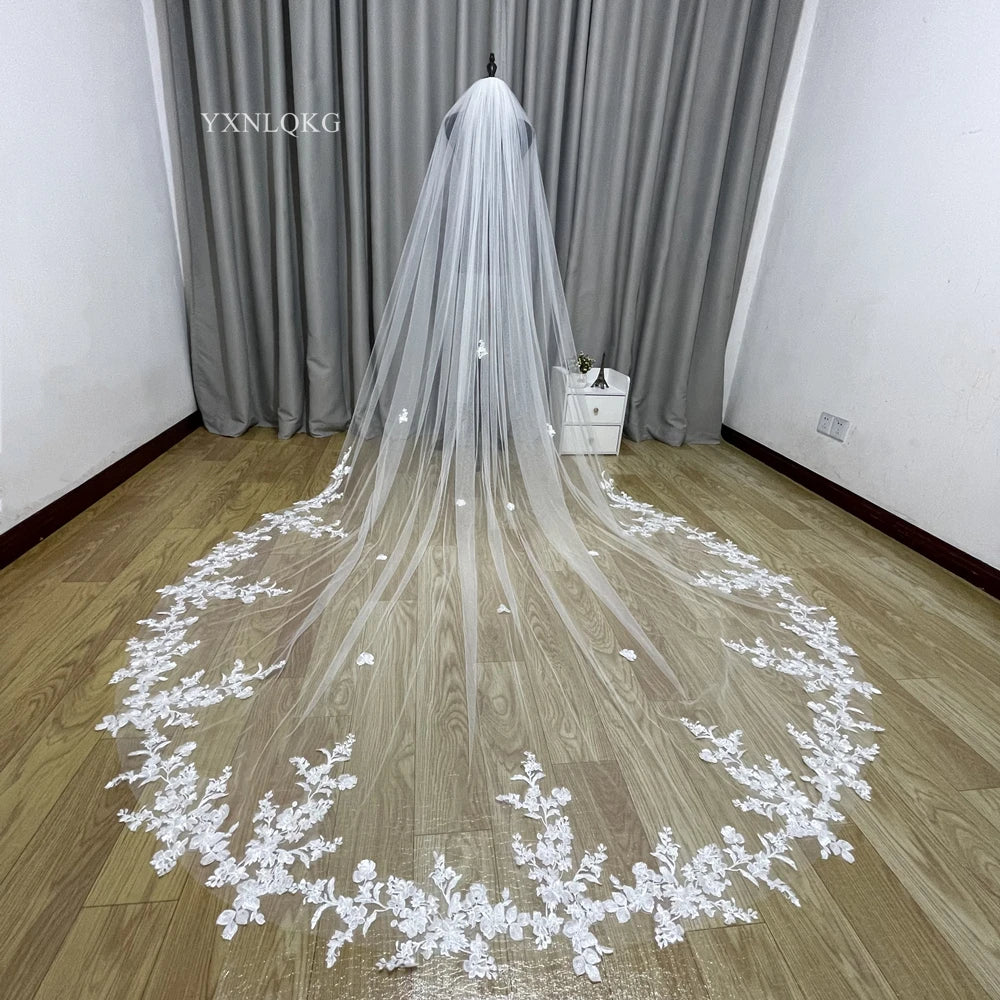 3m Cathedral Wedding Bridal Veil Soft Lace Ivory white Veil with Comb Wedding accessories Veu Velo Noiva