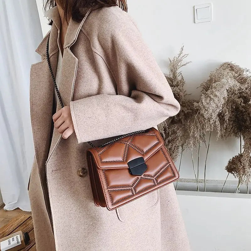 Rivet Chain Small Crossbody Bags For Women 2022 Shoulder Messenger Bag Lady Luxury Handbags