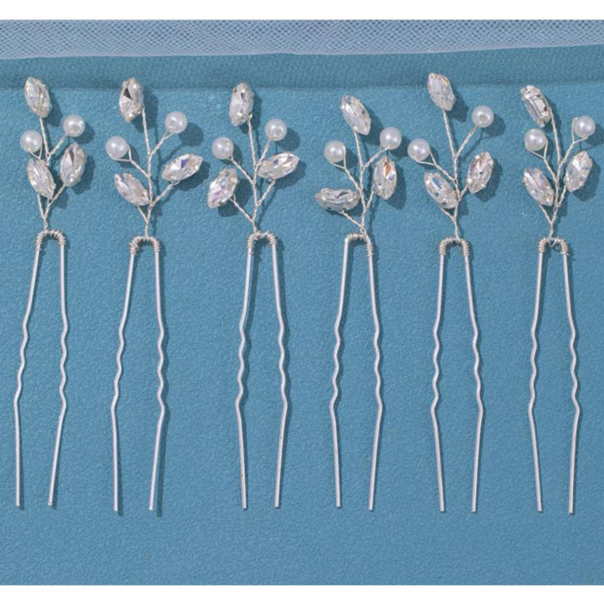 6Pcs Bridal Hairpins Wedding Headpiece Golden And Silvery Pearl Hair Comb Rhinestone Crystal Wedding Hair Accessories
