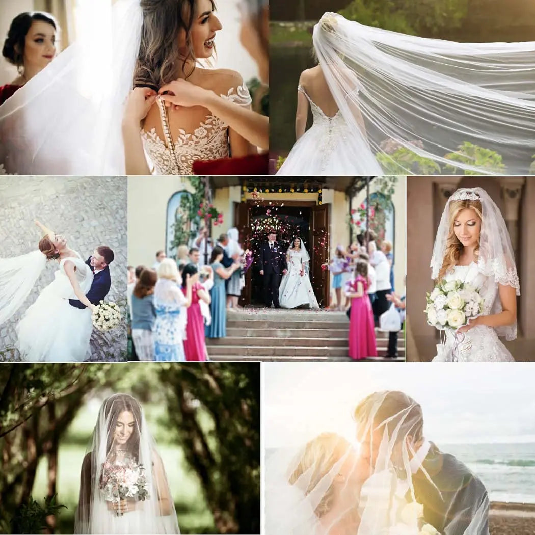 Crystal Bridal Veils Short 1 Tier Soft Mesh With Comb Wedding Party Bride Hair Accessories for Women and Girls