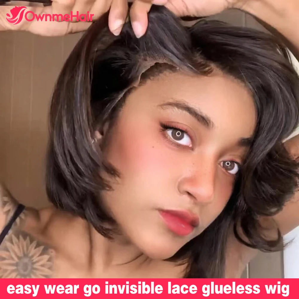 Glueless Straight Bob Wig 13x6 13x4 Glue Lace Frontal Human Hair Wigs for Women Pre Plucked with Baby Hair Pre-Cut Lace