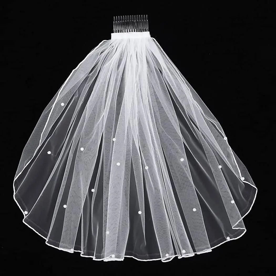 Crystal Bridal Veils Short 1 Tier Soft Mesh With Comb Wedding Party Bride Hair Accessories for Women and Girls