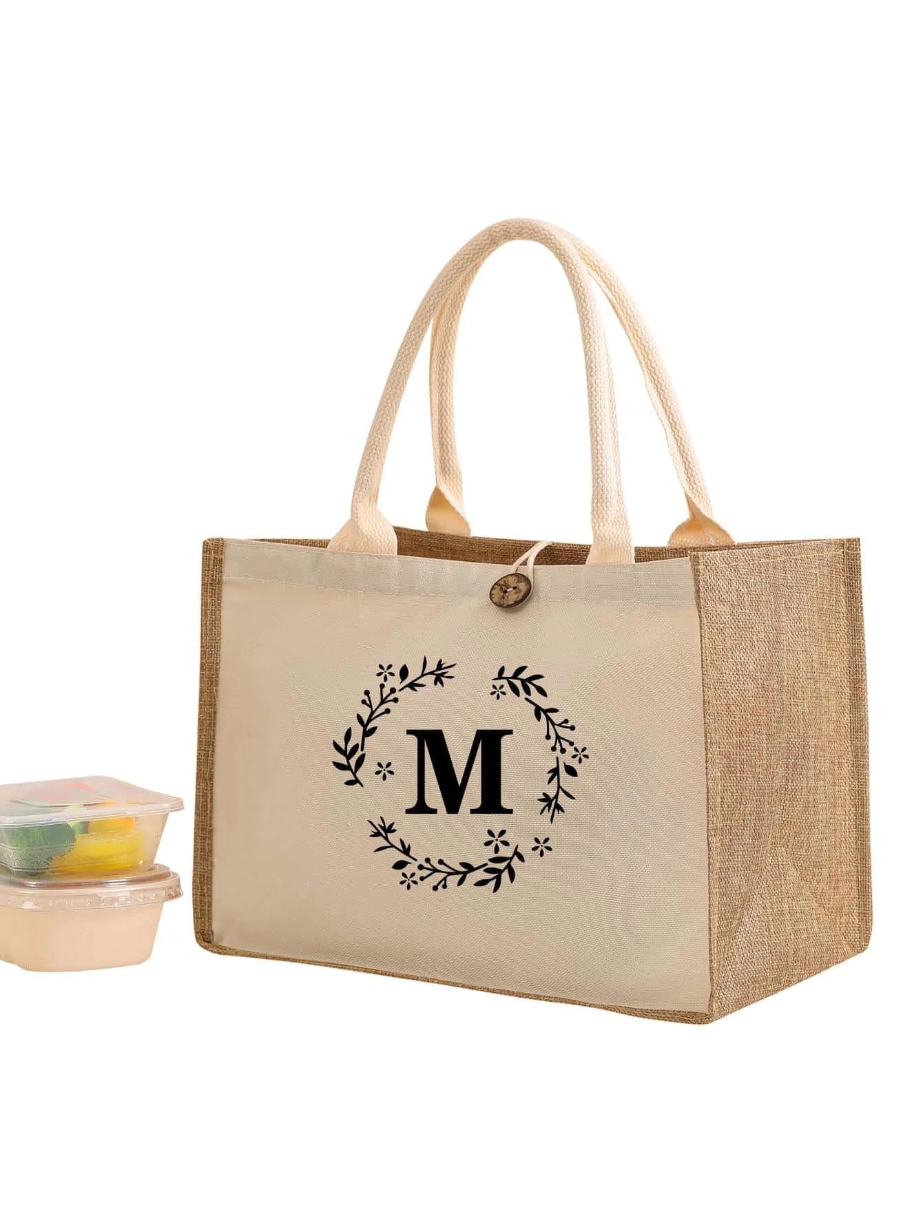 Solid color thick canvas letter tote bag Fashion women's shoulder bag