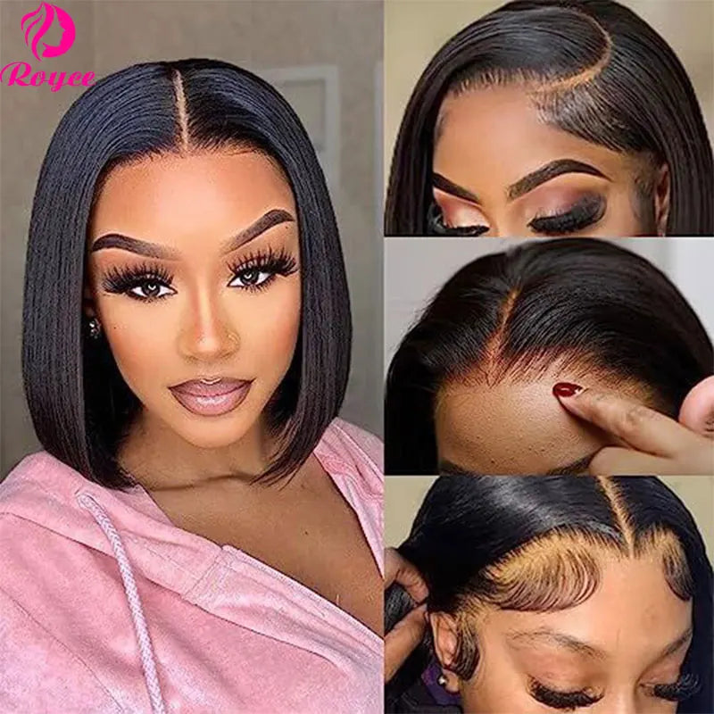 200 Density Bone Straight Short Bob Wig Lace Front Human Hair Wigs For Women 13x4 Transparent Lace Front Wigs 4x4 Remy Bob Wig