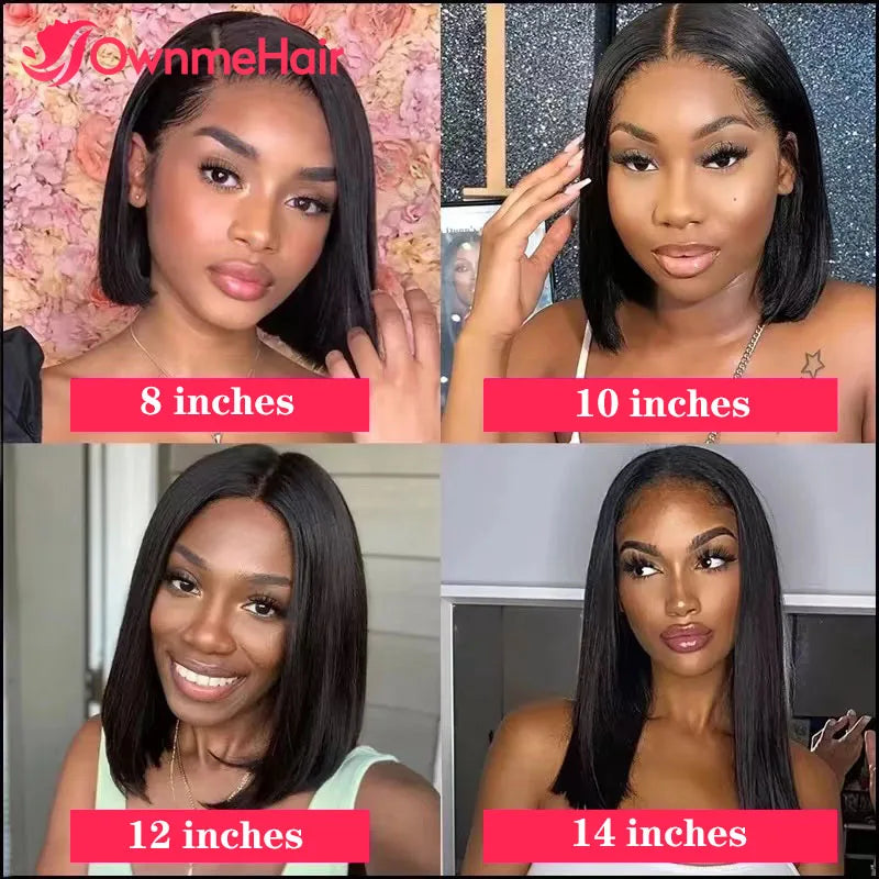 Glueless Straight Bob Wig 13x6 13x4 Glue Lace Frontal Human Hair Wigs for Women Pre Plucked with Baby Hair Pre-Cut Lace