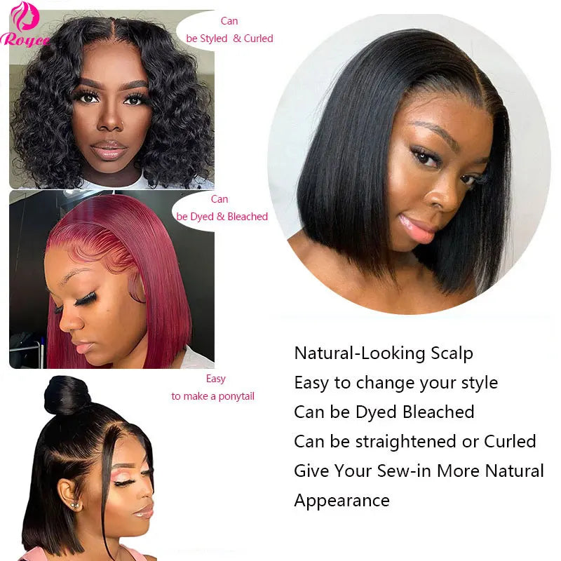 200 Density Bone Straight Short Bob Wig Lace Front Human Hair Wigs For Women 13x4 Transparent Lace Front Wigs 4x4 Remy Bob Wig