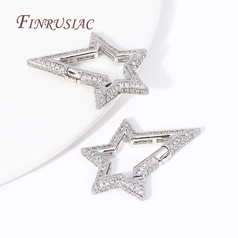 Star Spring Buckle,Shiny Zircon Carabiner Clasp Lock,18K Gold Plated Star Carabiner,DIY Necklace Jewelry Making Accessories