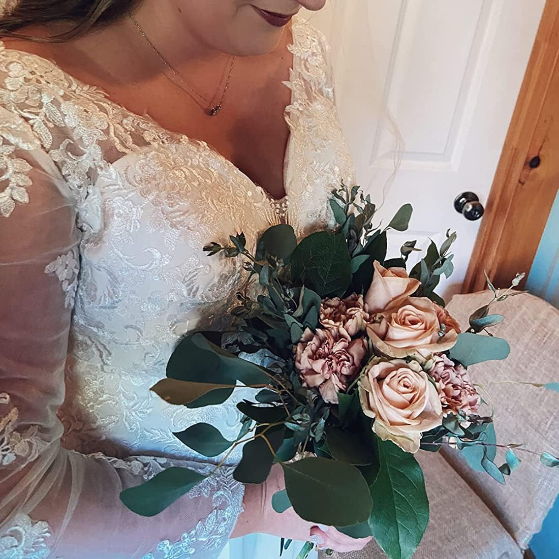 Wedding Dresses for Bride 2024 with Lace Appliques Chiffon a Line Women Dress Long Sleeves Beach Bride Dress