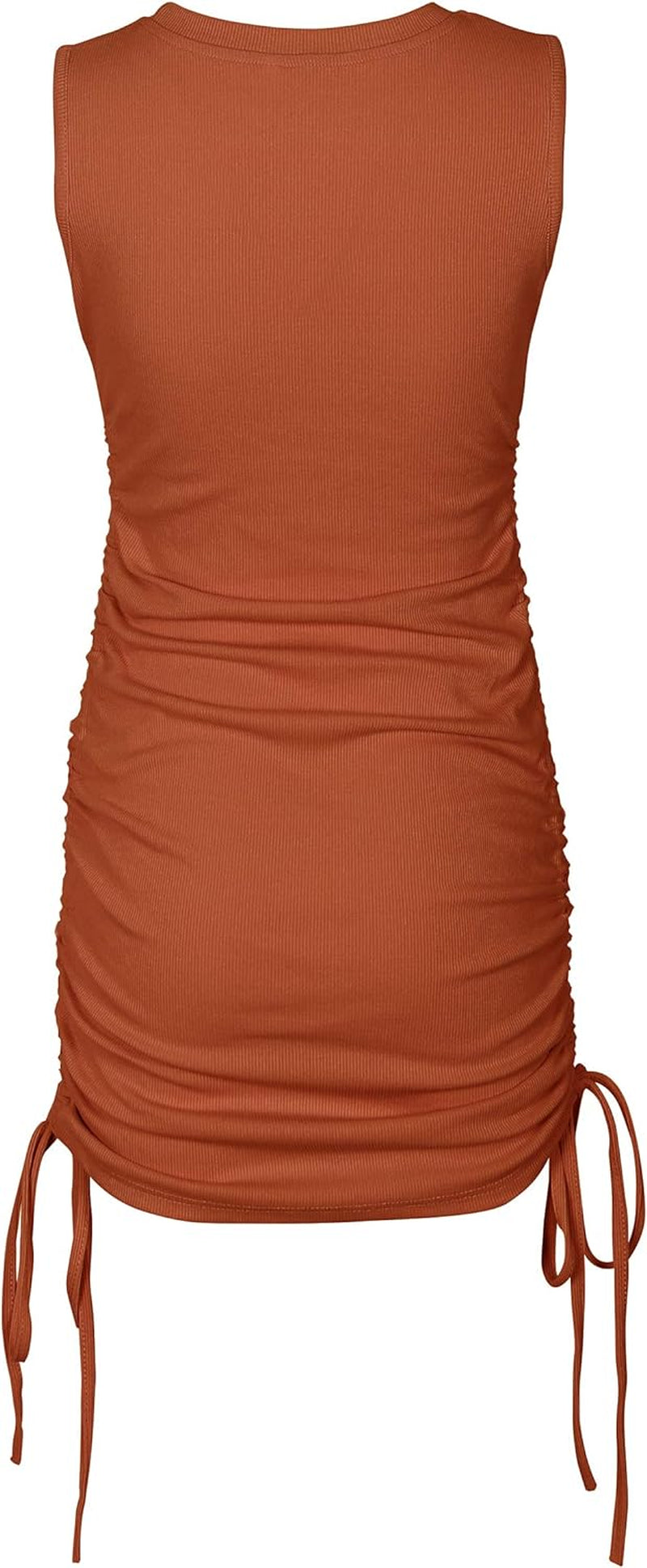 Women'S High Neck Ribbed Fitted Short Dresses Ruched Tank Sleeveless Bodycon Mini Dress Night Out Y2K