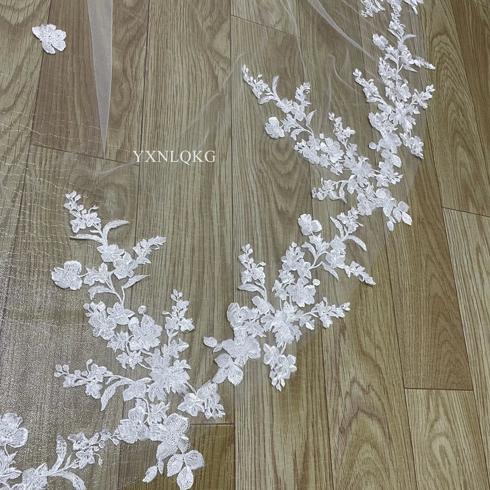 3m Cathedral Wedding Bridal Veil Soft Lace Ivory white Veil with Comb Wedding accessories Veu Velo Noiva
