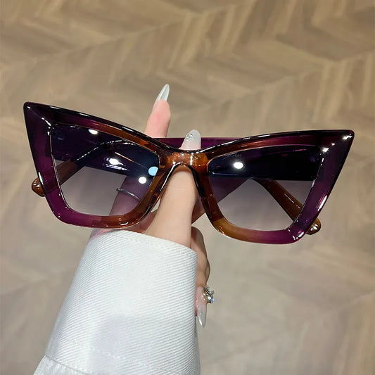 2023 New Design Fashion Big Frames Cat Eye Sunglasses Women Trend Luxury Brand Shades Female Eyewear UV400