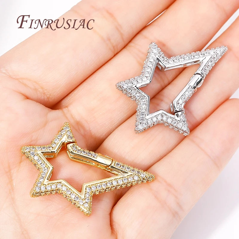Star Spring Buckle,Shiny Zircon Carabiner Clasp Lock,18K Gold Plated Star Carabiner,DIY Necklace Jewelry Making Accessories