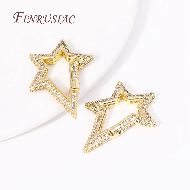 Star Spring Buckle,Shiny Zircon Carabiner Clasp Lock,18K Gold Plated Star Carabiner,DIY Necklace Jewelry Making Accessories