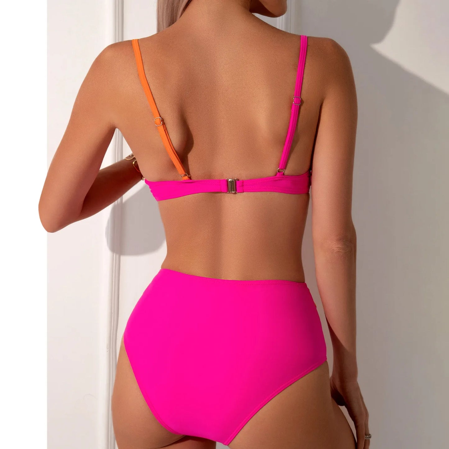2024 Fashion Split Women'S Bikini With Detachable Padding Patchwork Two-Piece  Bikini Set Sexy Beach Swimsuit Hottie Outfit