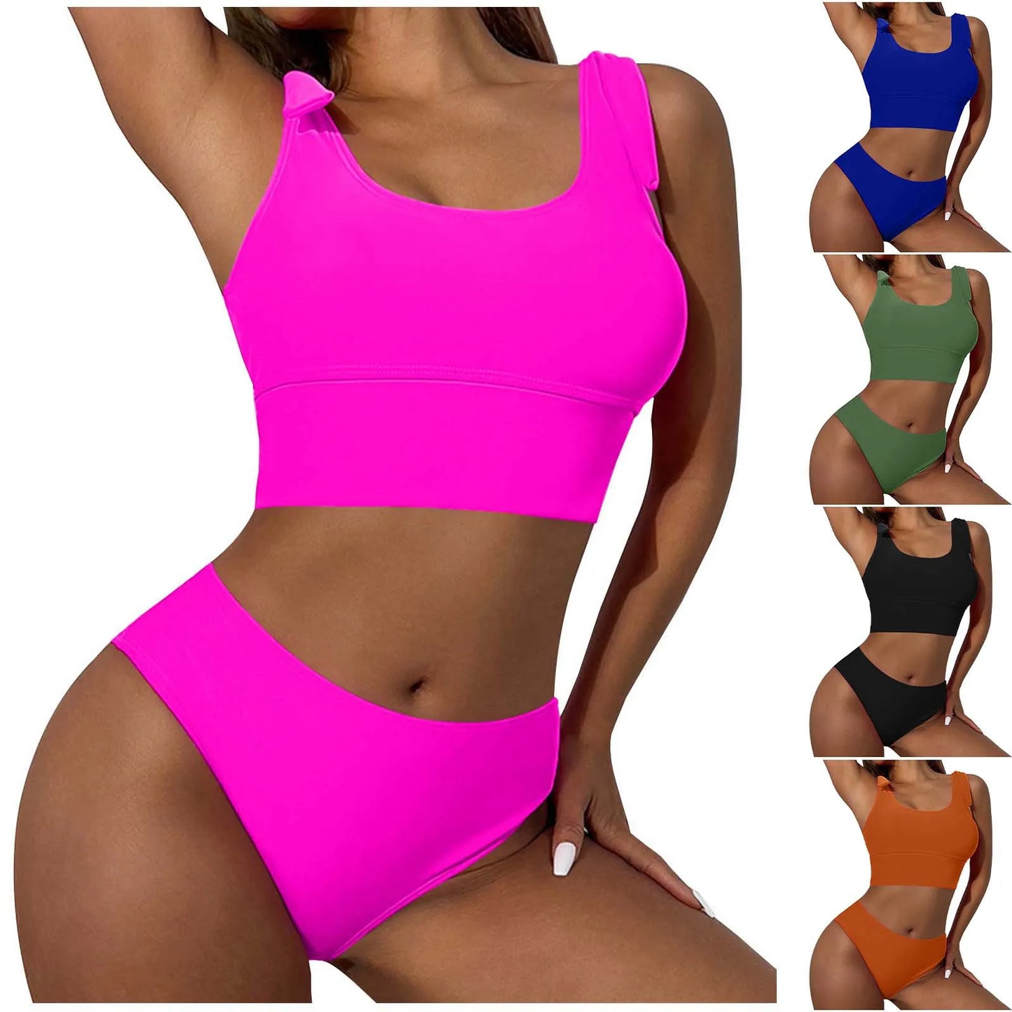 Womens Bathing Suit Shorts Women's Solid Color Fashion Bikini Sexy High Waisted Sports Two Piece Bathing Suits for Boys 16-18