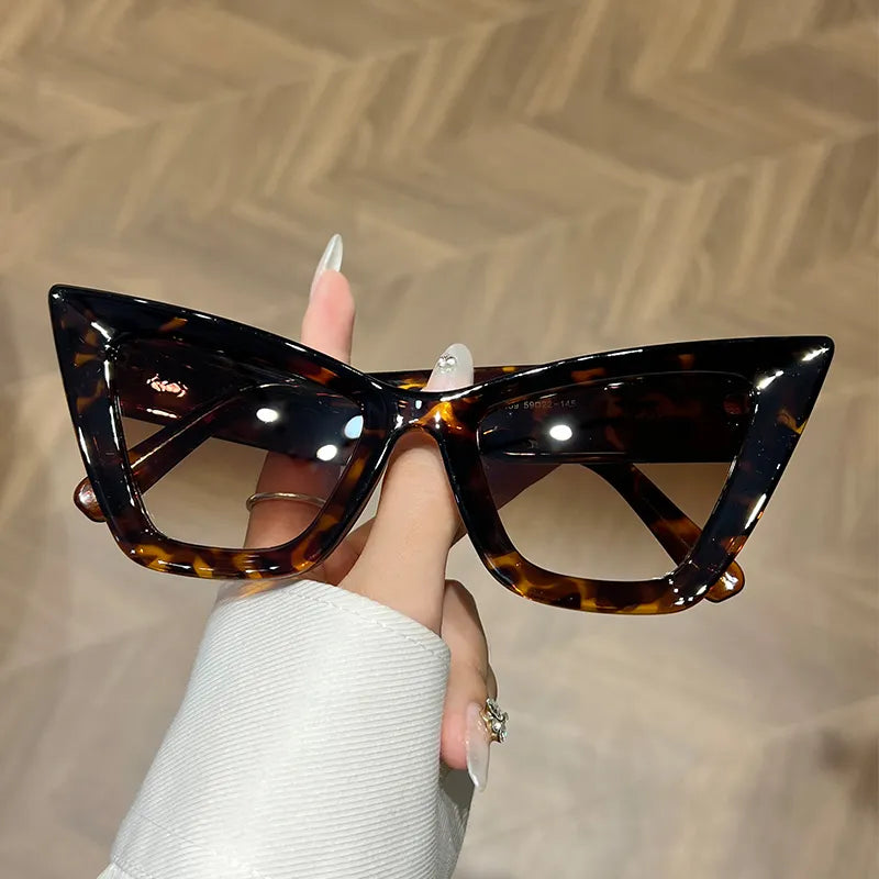 2023 New Design Fashion Big Frames Cat Eye Sunglasses Women Trend Luxury Brand Shades Female Eyewear UV400